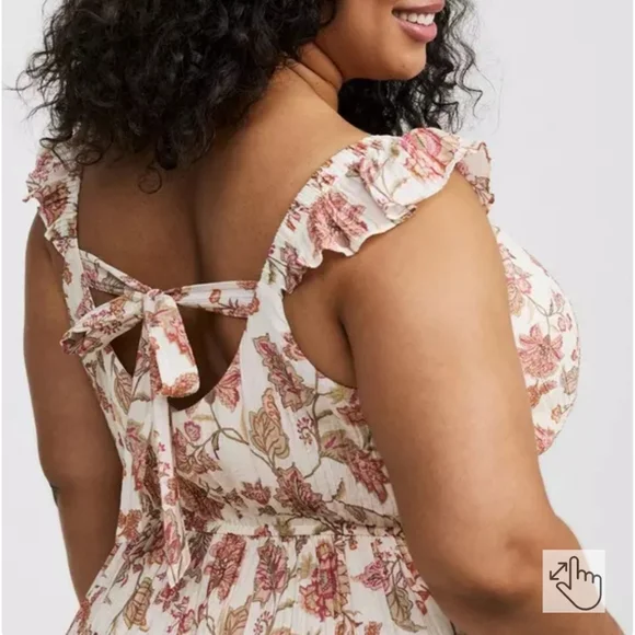 Torrid Cream and Pink Floral Maxi Dress - Picture 3 of 9